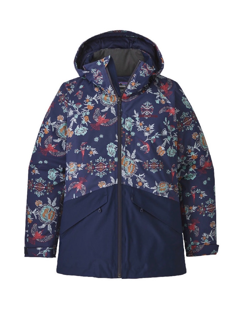 Patagonia Insulated Snowbelle Ski Jacket RECCO Floral/Bird Print Women’s Large